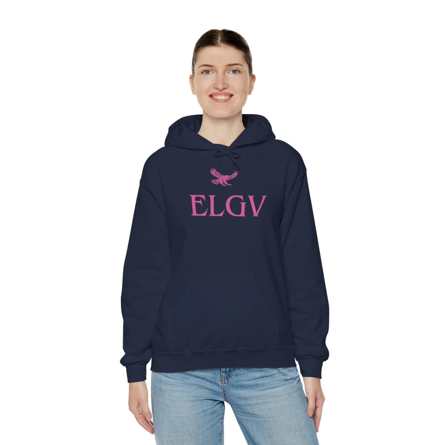 “Center ELGV logo pink” hoodie