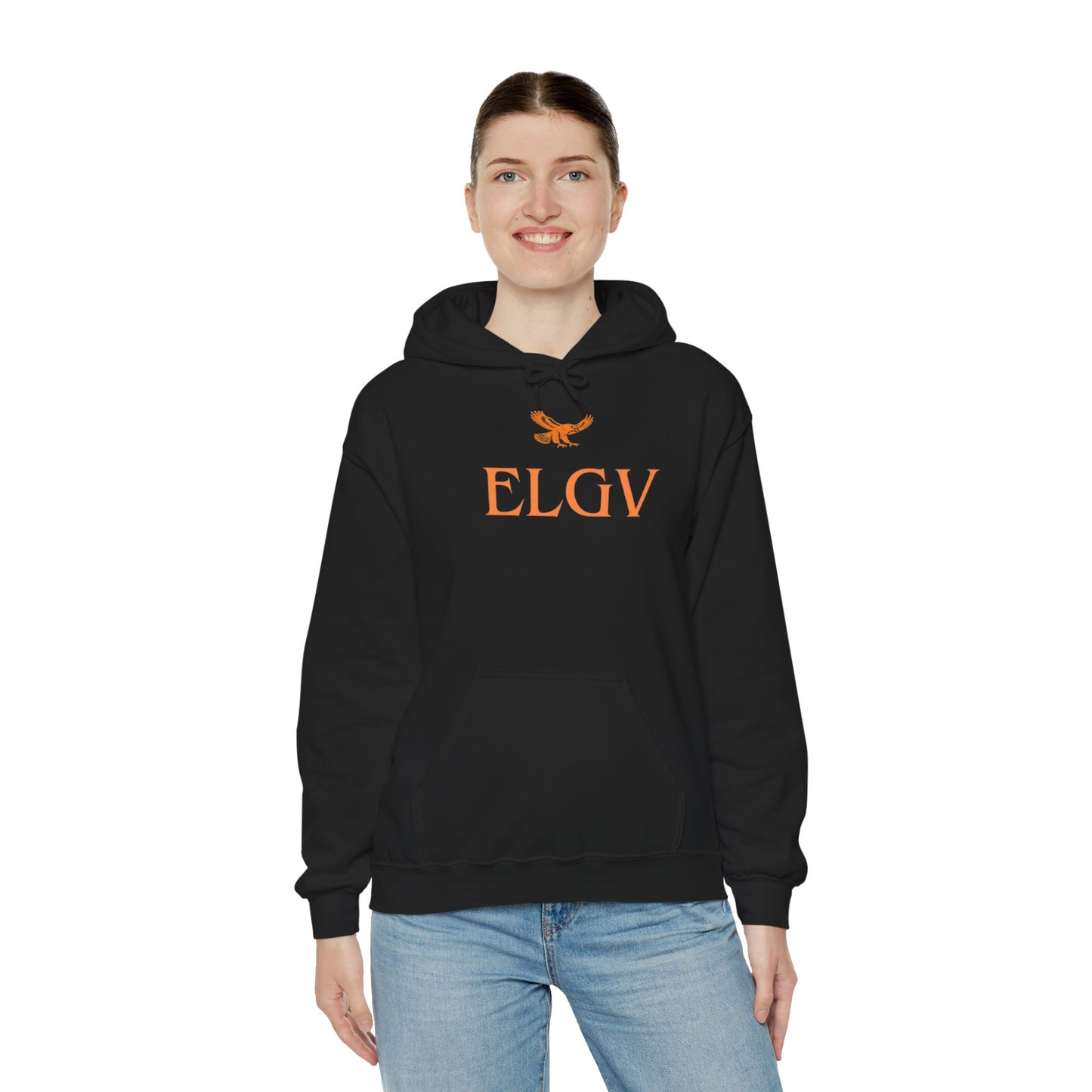 “Center ELGV logo orange” hoodie