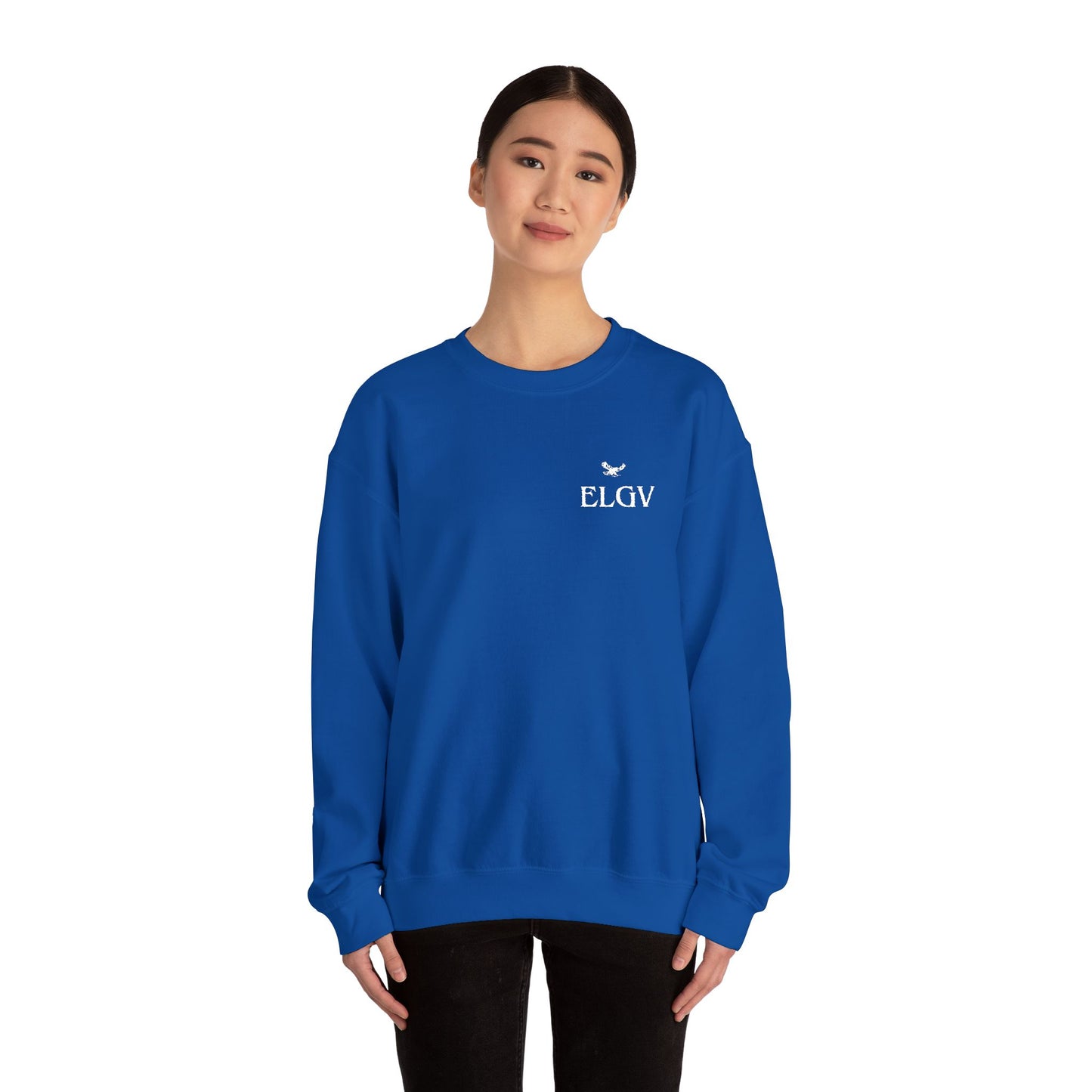 “Side ELGV logo deluxe whte” sweatshirt