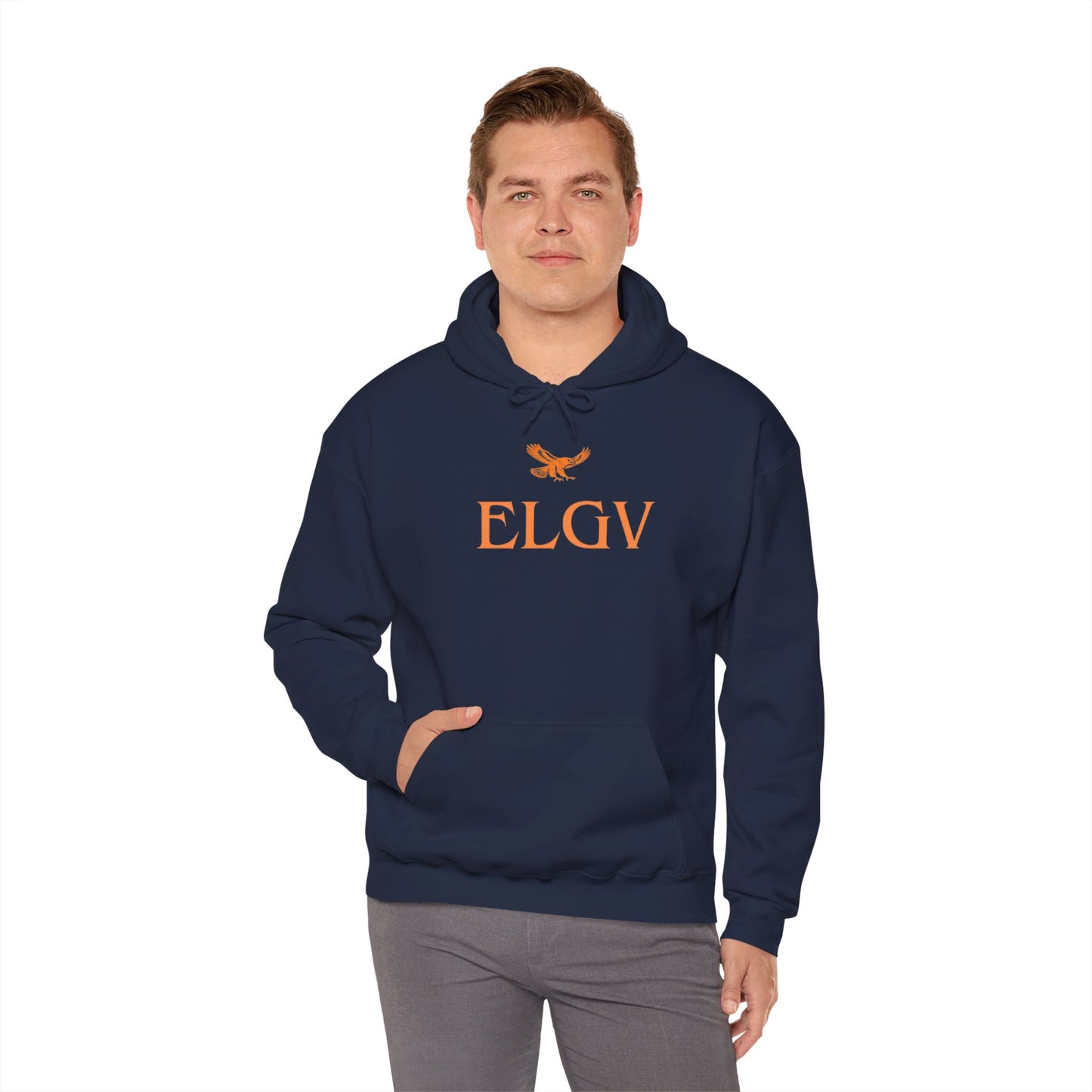 “Center ELGV logo orange” hoodie