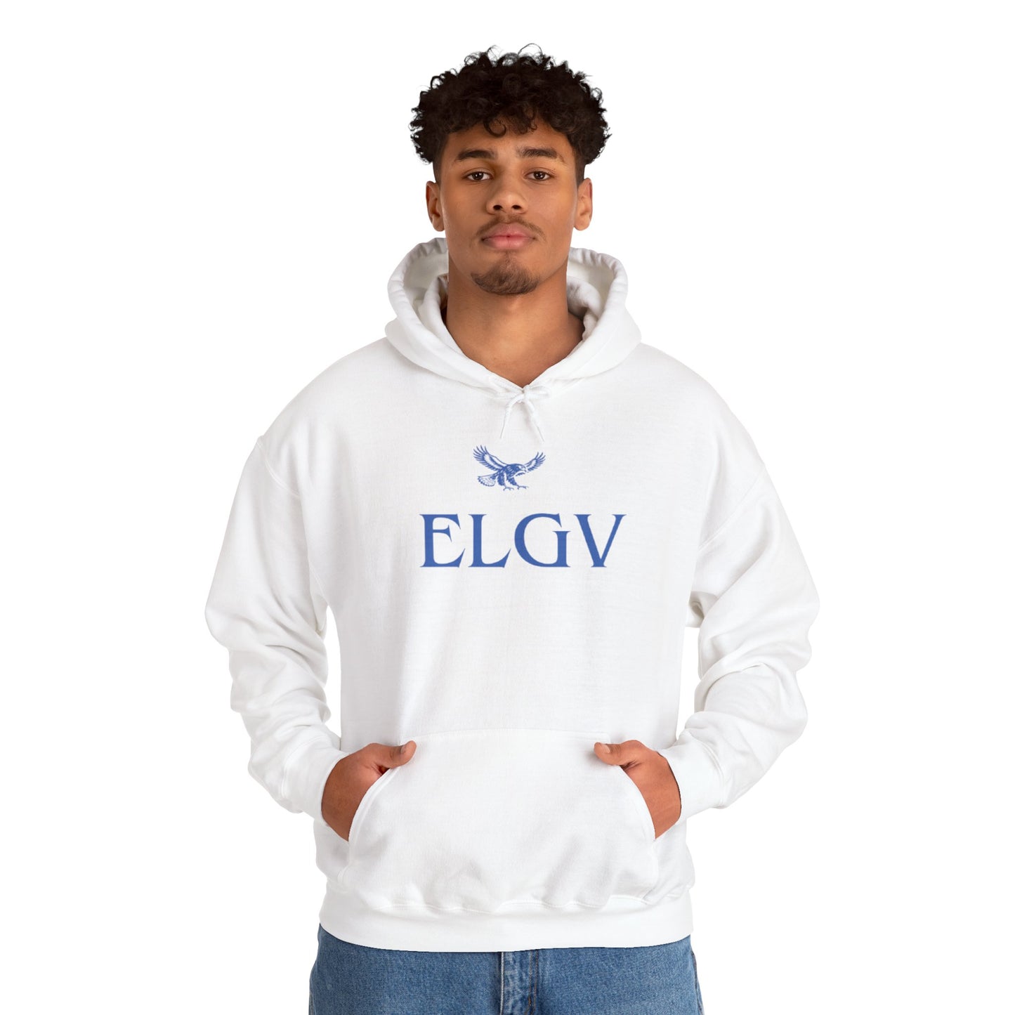 “Center ELGV logo blue” hoodie