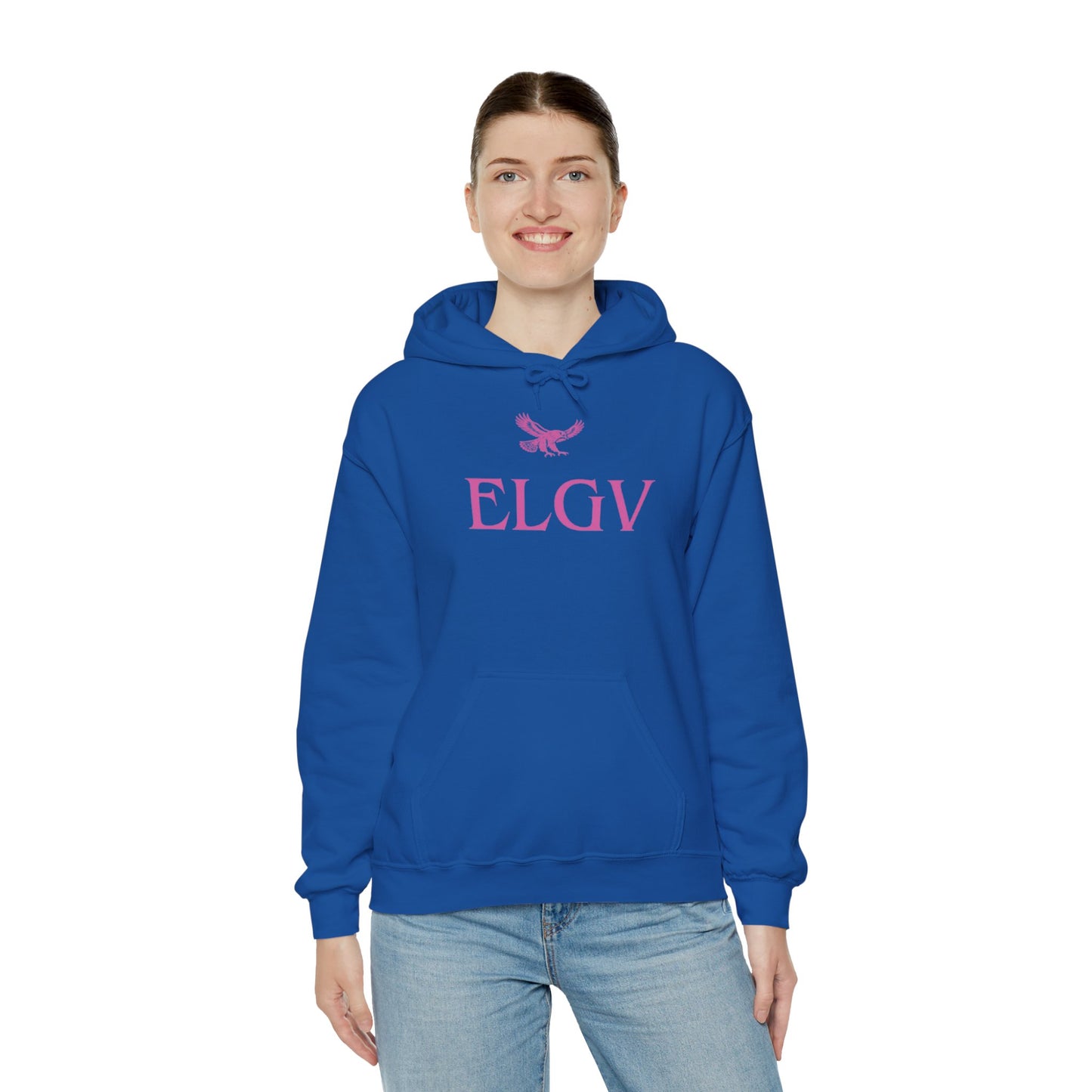 “Center ELGV logo pink” hoodie