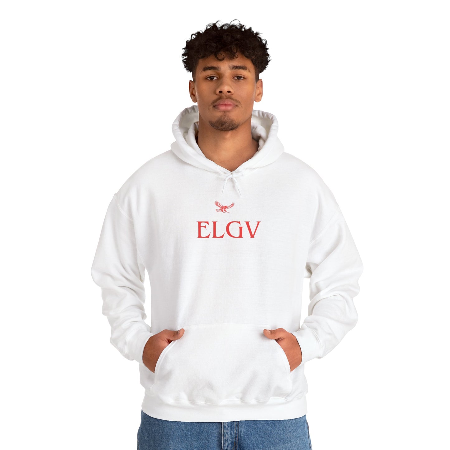 “Center ELGV logo red” hoodie