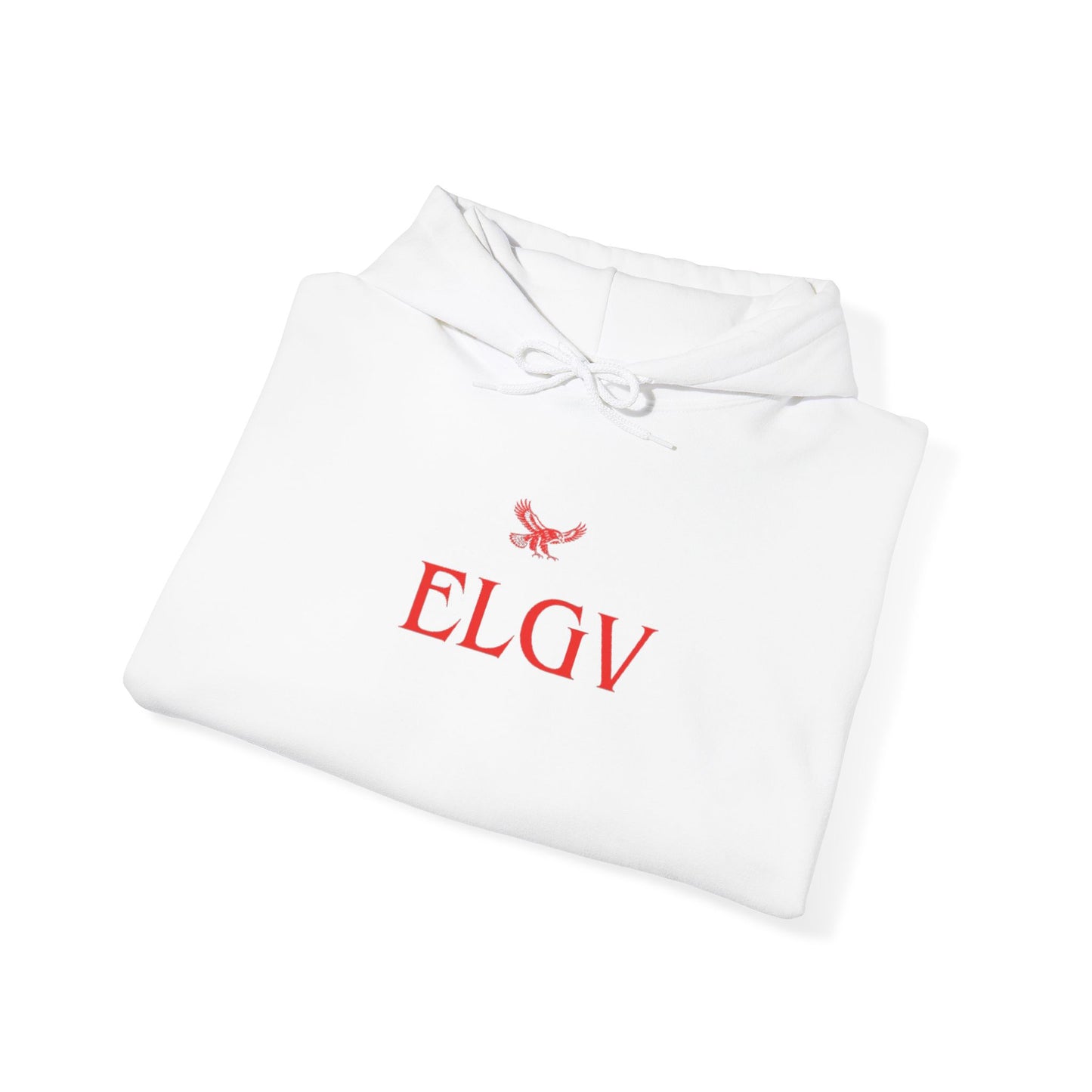 “Center ELGV logo red” hoodie
