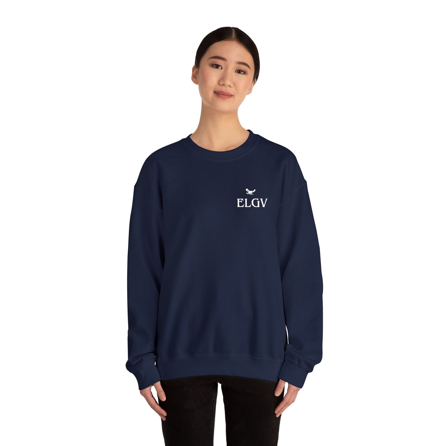 “Side ELGV logo deluxe whte” sweatshirt