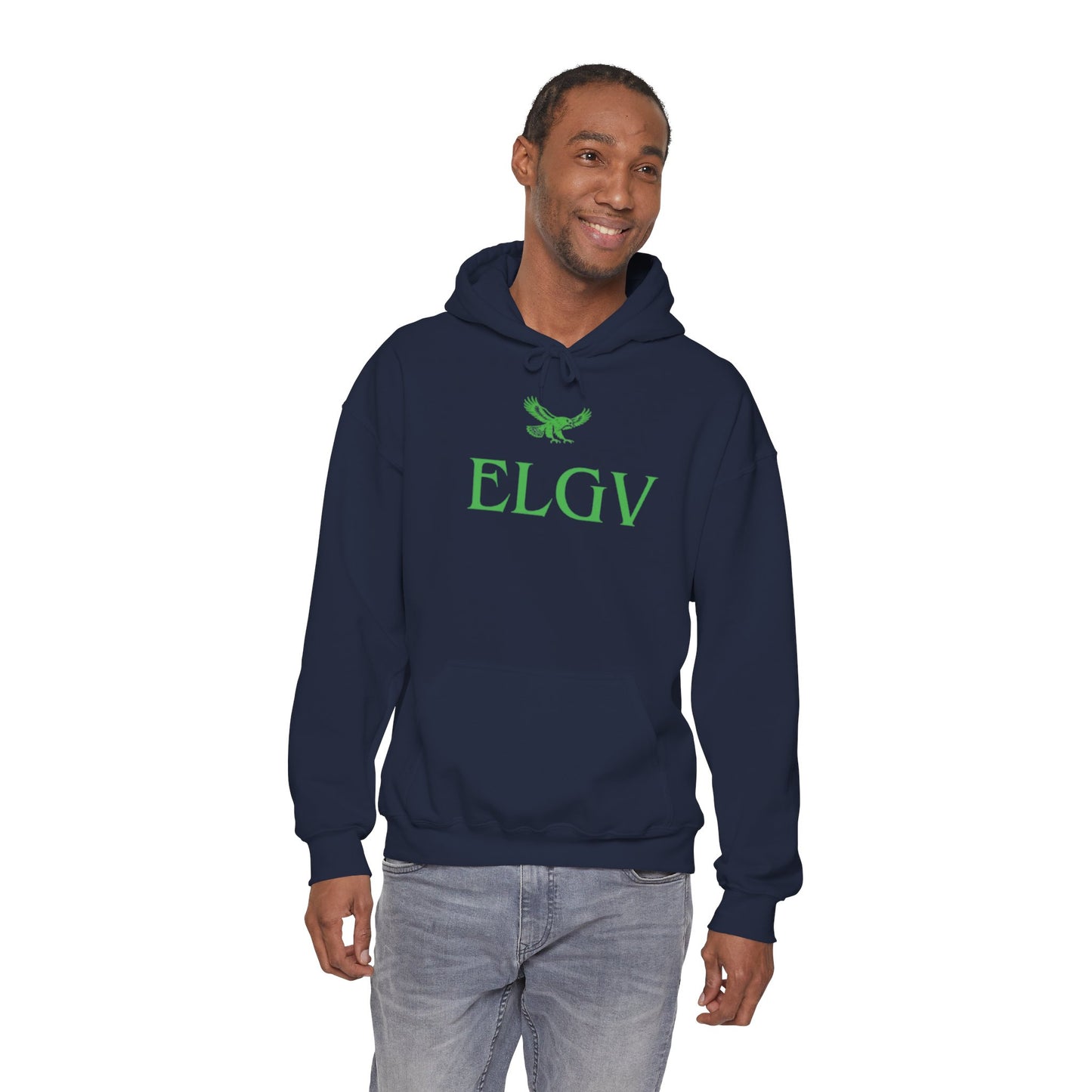 “Center ELGV logo green” hoodie