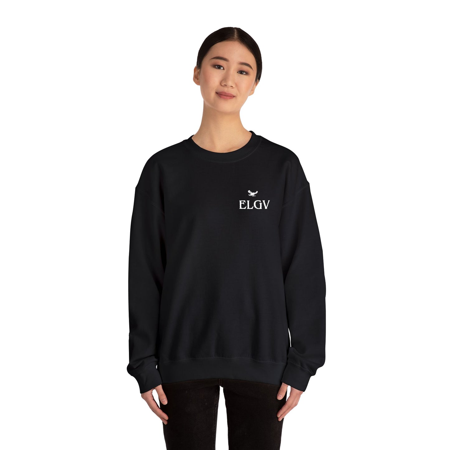 “Side ELGV logo deluxe whte” sweatshirt