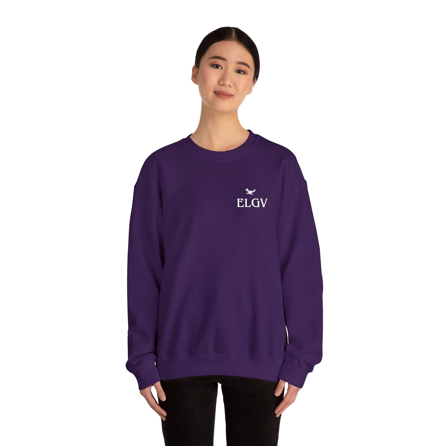 “Side ELGV logo deluxe whte” sweatshirt