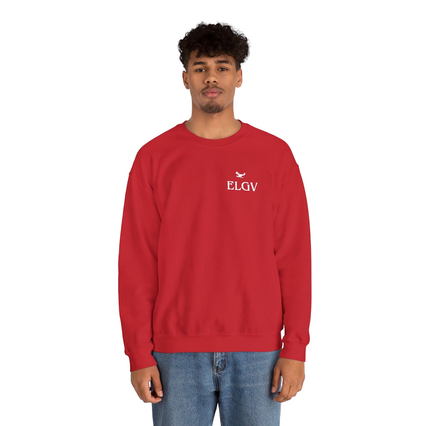 “Side ELGV logo deluxe whte” sweatshirt