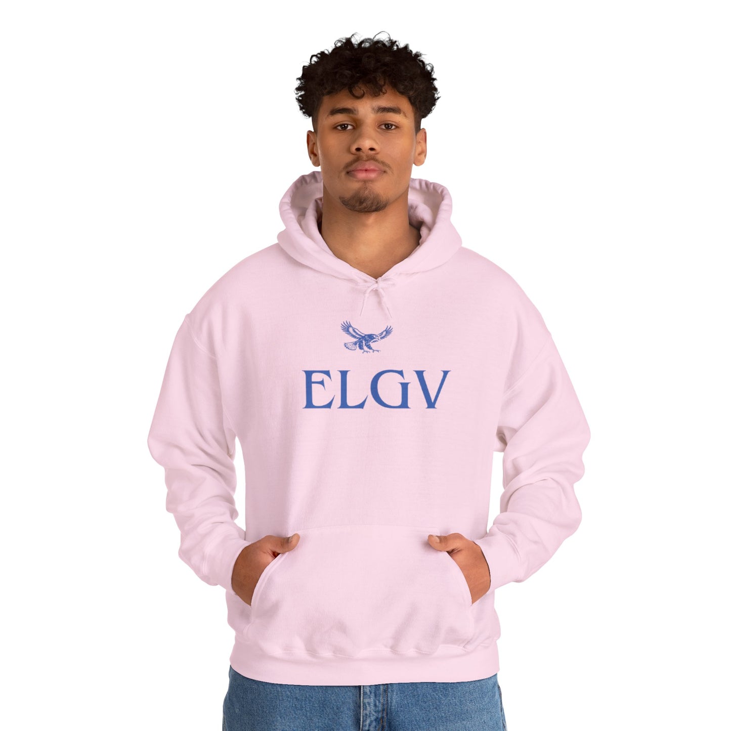 “Center ELGV logo blue” hoodie