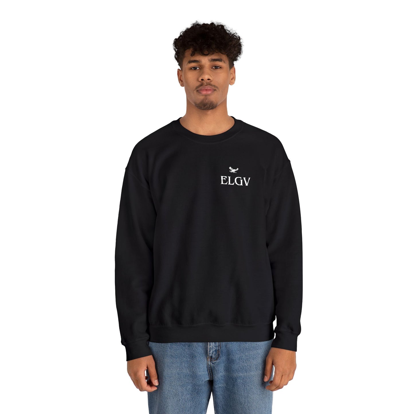 “Side ELGV logo deluxe whte” sweatshirt