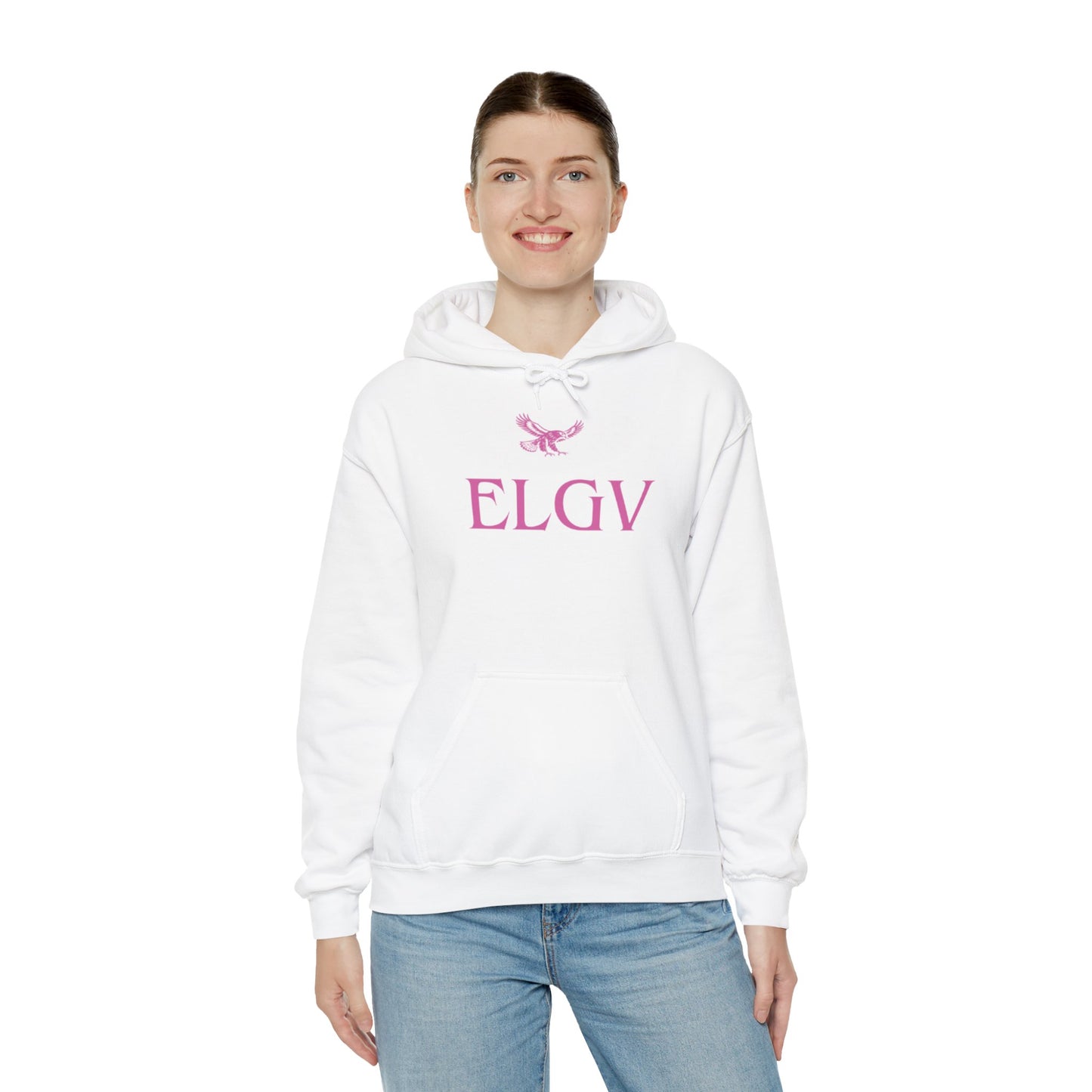 “Center ELGV logo pink” hoodie
