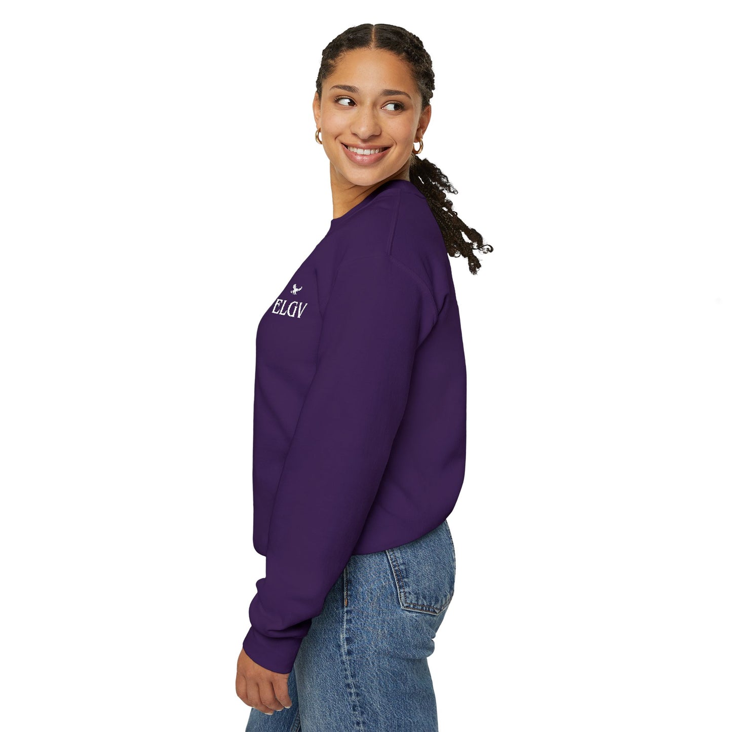“Side ELGV logo deluxe whte” sweatshirt