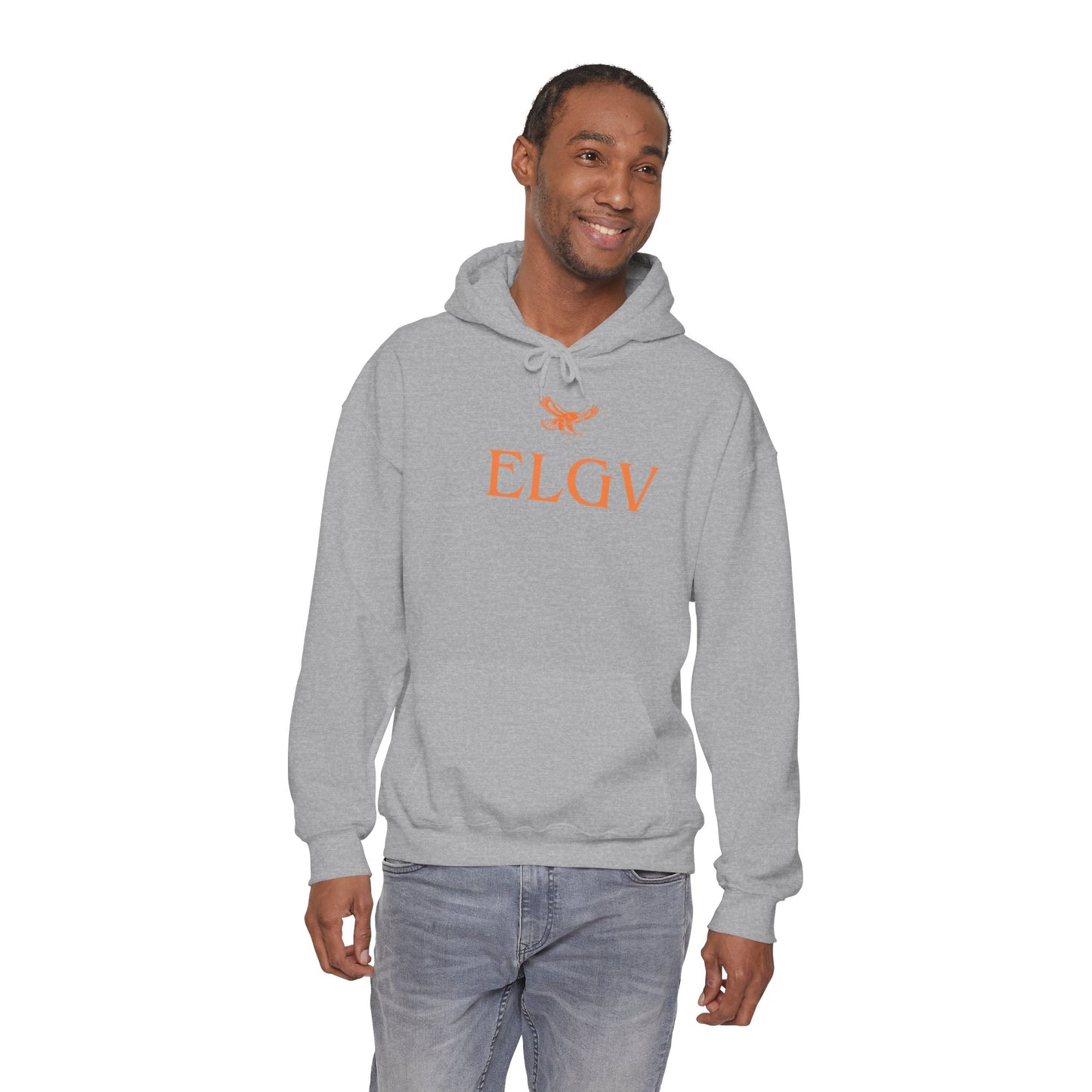“Center ELGV logo orange” hoodie