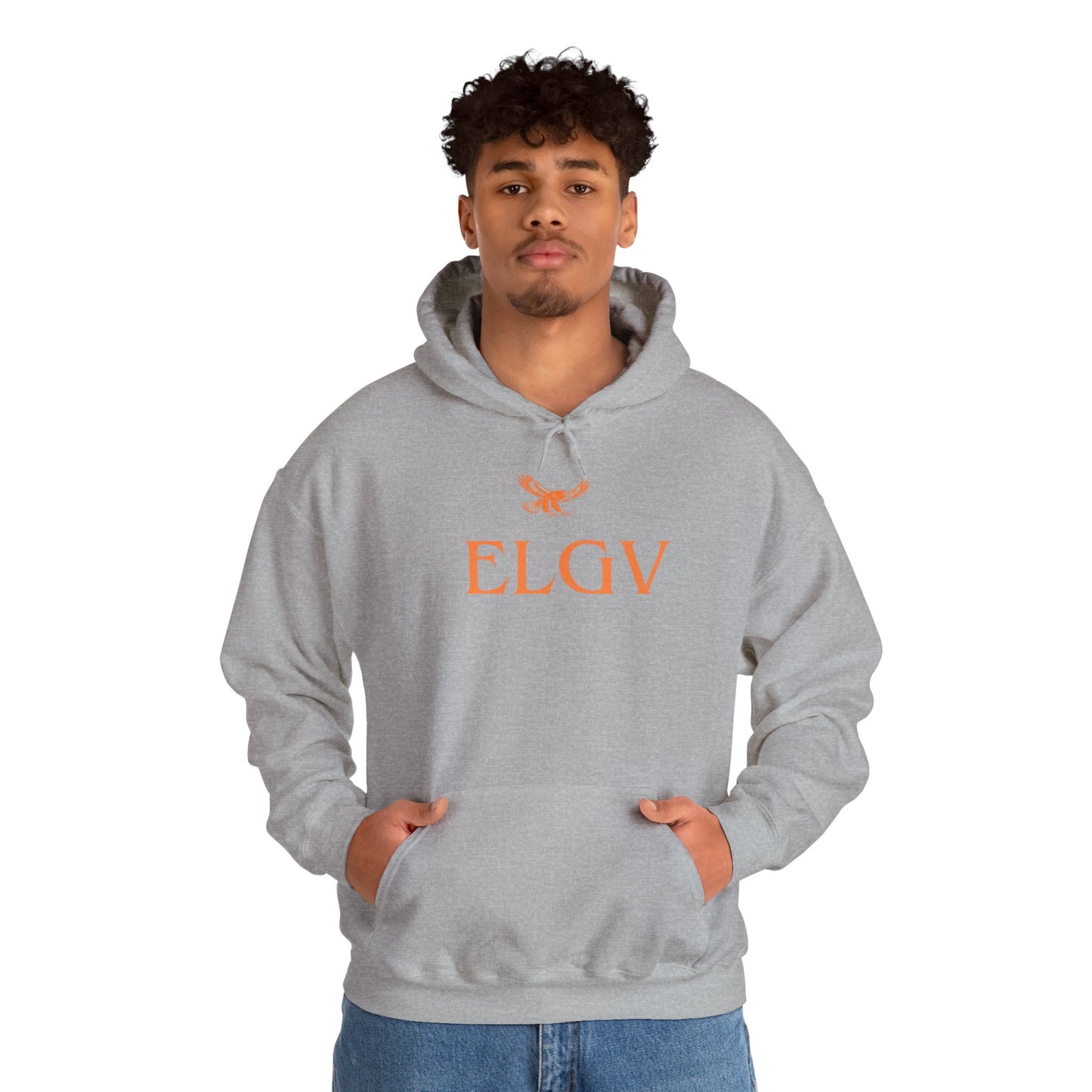 “Center ELGV logo orange” hoodie
