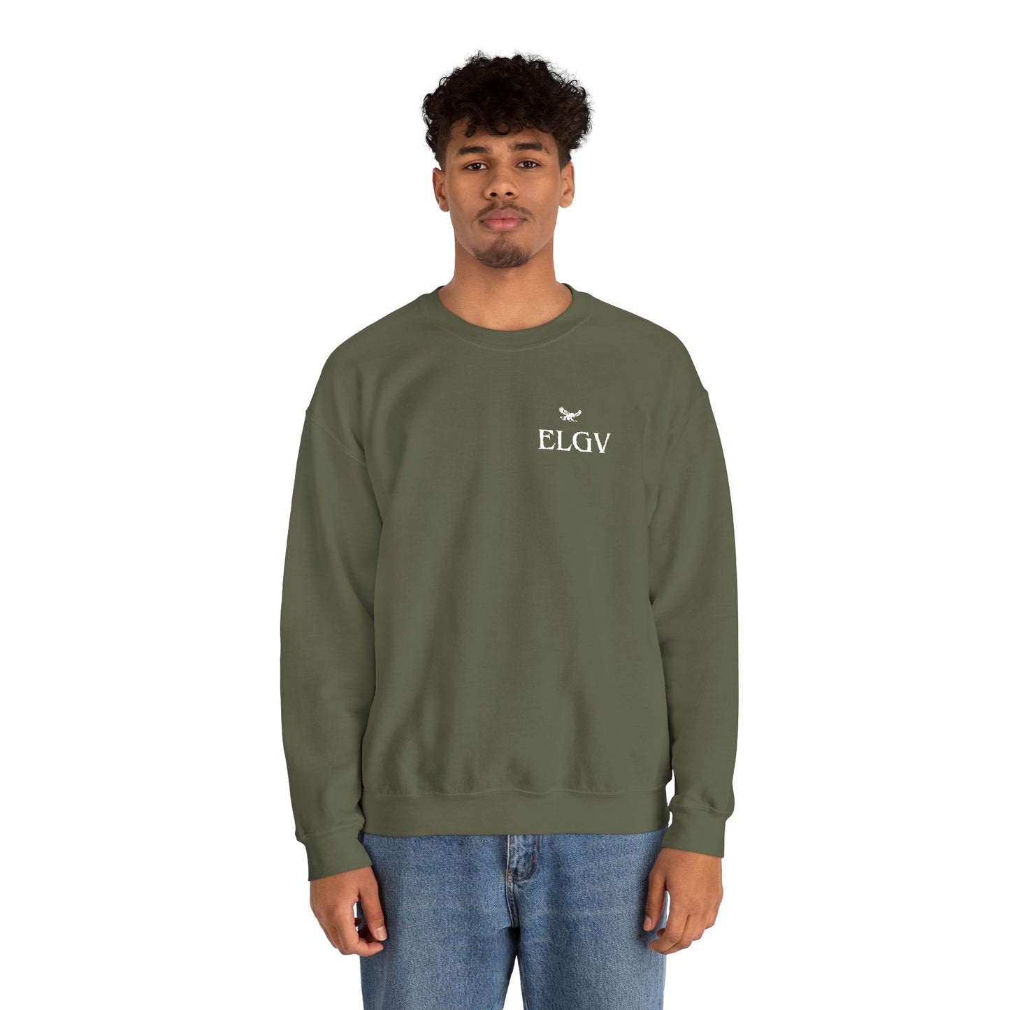 “Side ELGV logo deluxe whte” sweatshirt