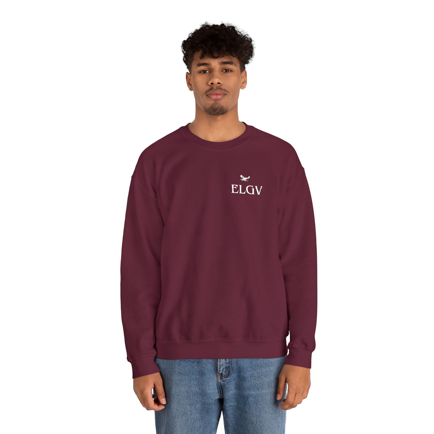 “Side ELGV logo deluxe whte” sweatshirt