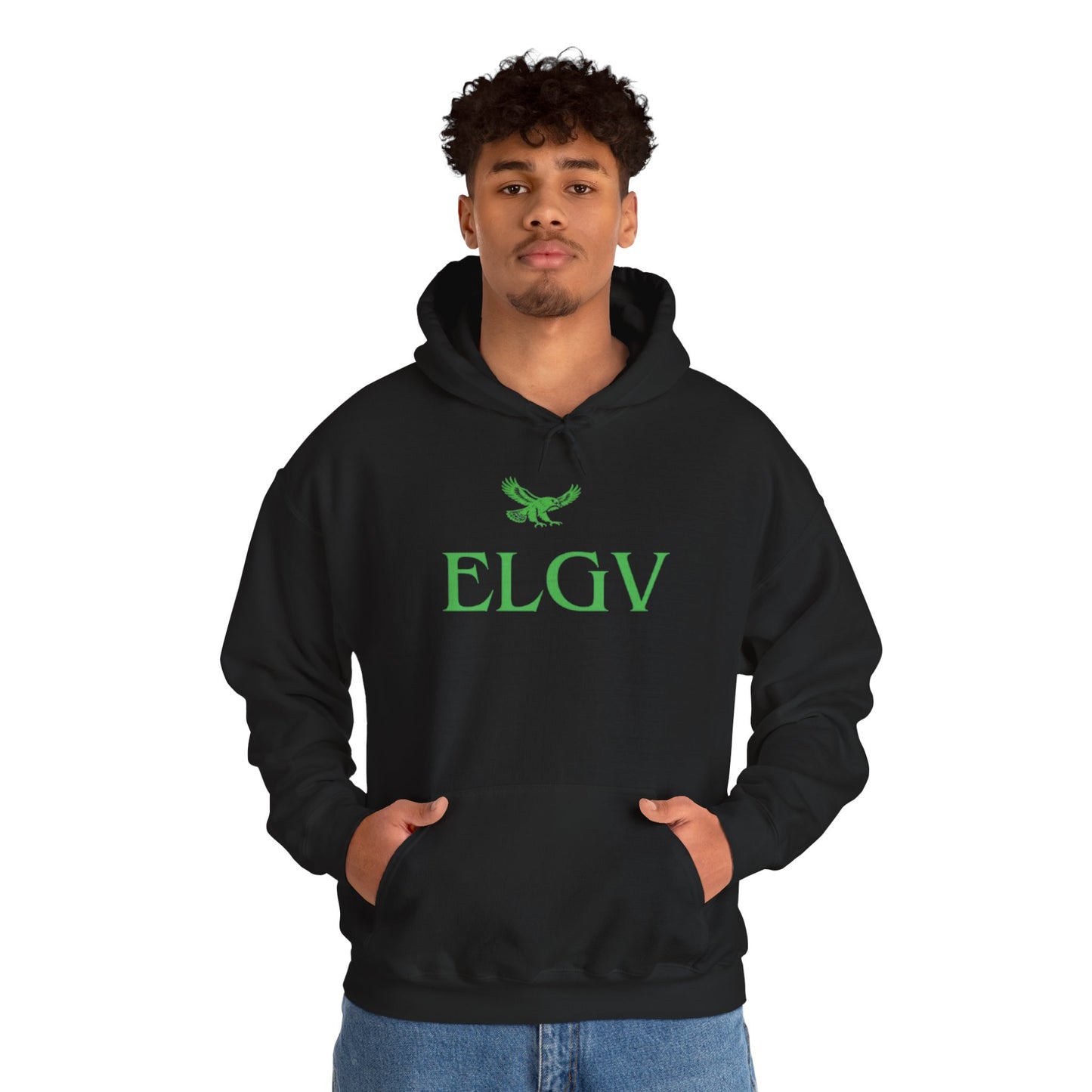 “Center ELGV logo green” hoodie