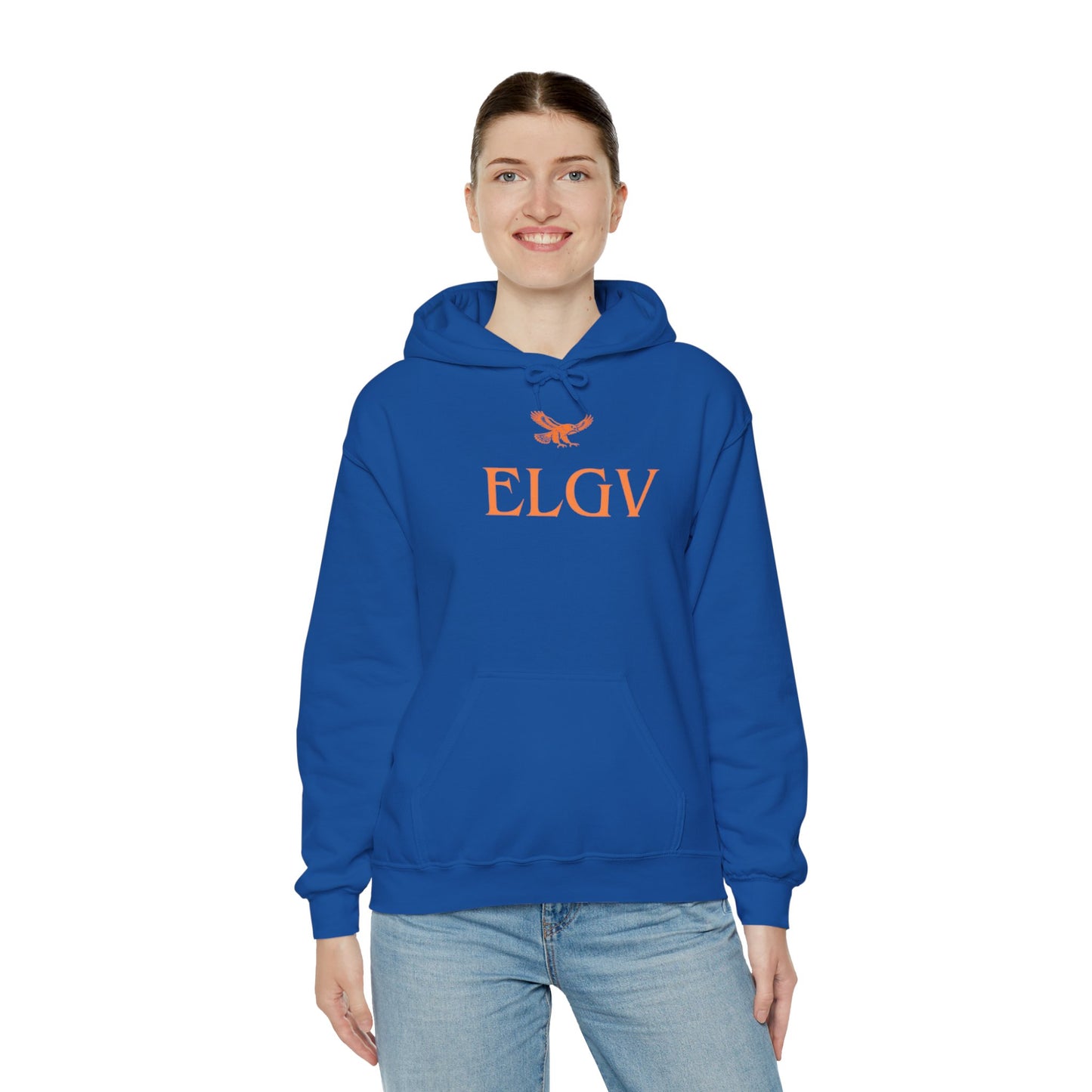 “Center ELGV logo orange” hoodie