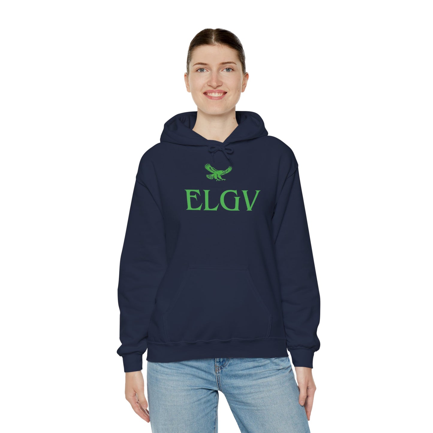 “Center ELGV logo green” hoodie