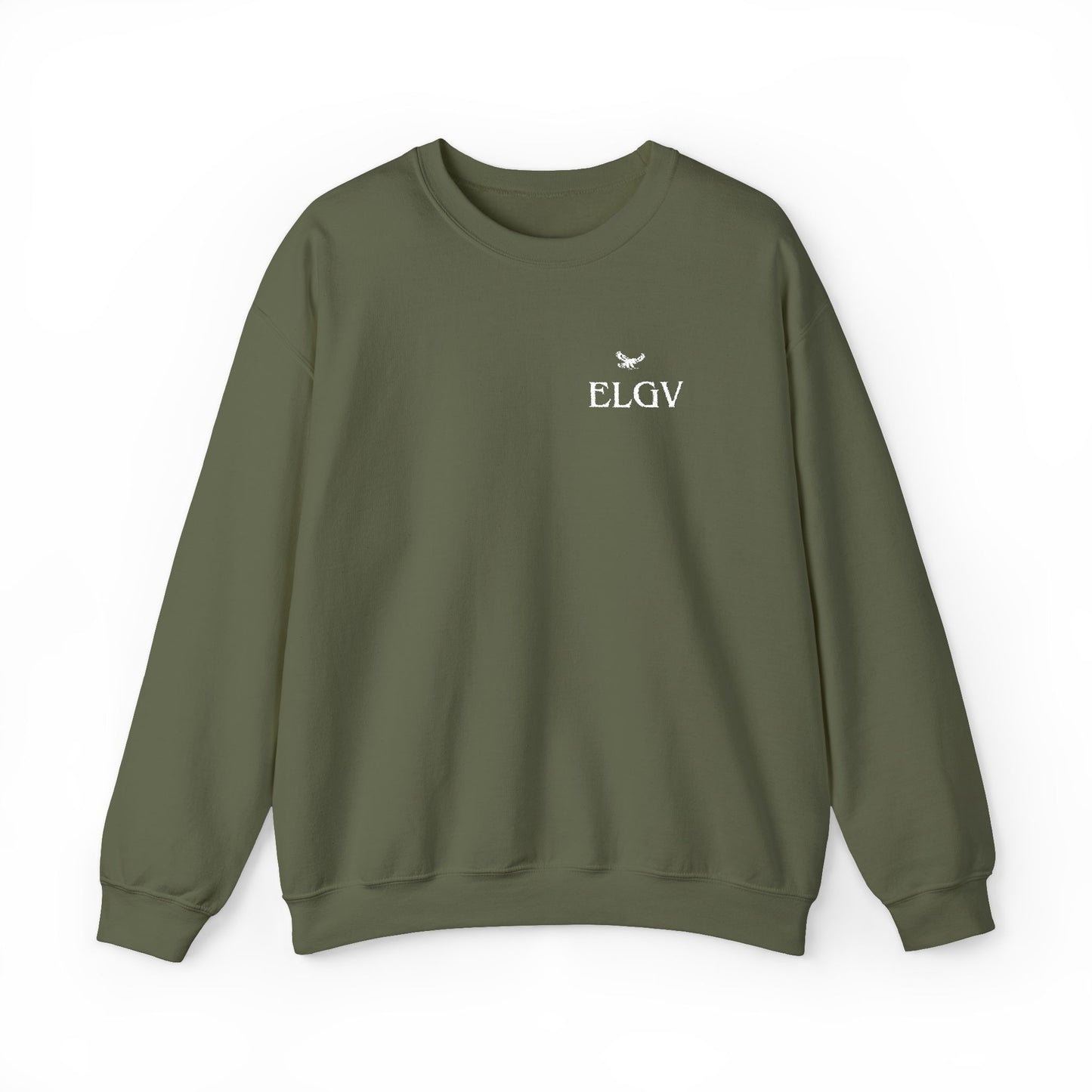 “Side ELGV logo deluxe whte” sweatshirt