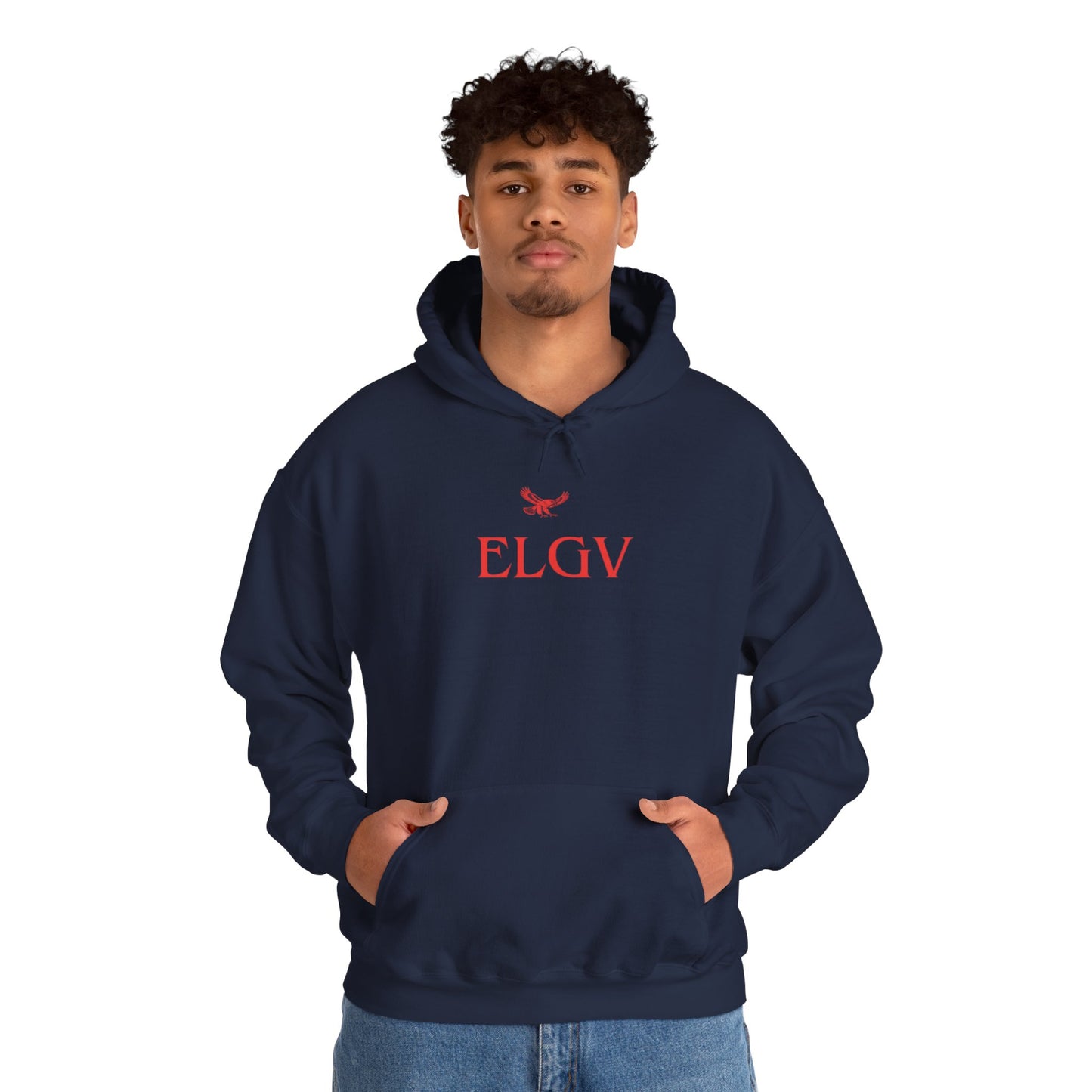 “Center ELGV logo red” hoodie