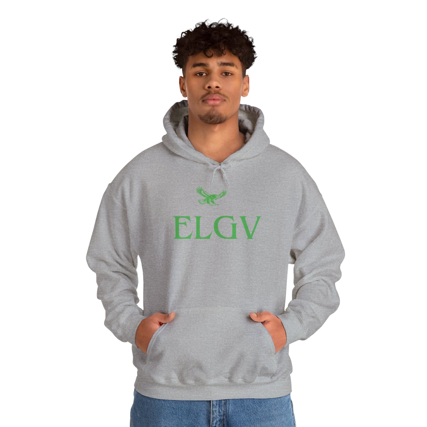 “Center ELGV logo green” hoodie