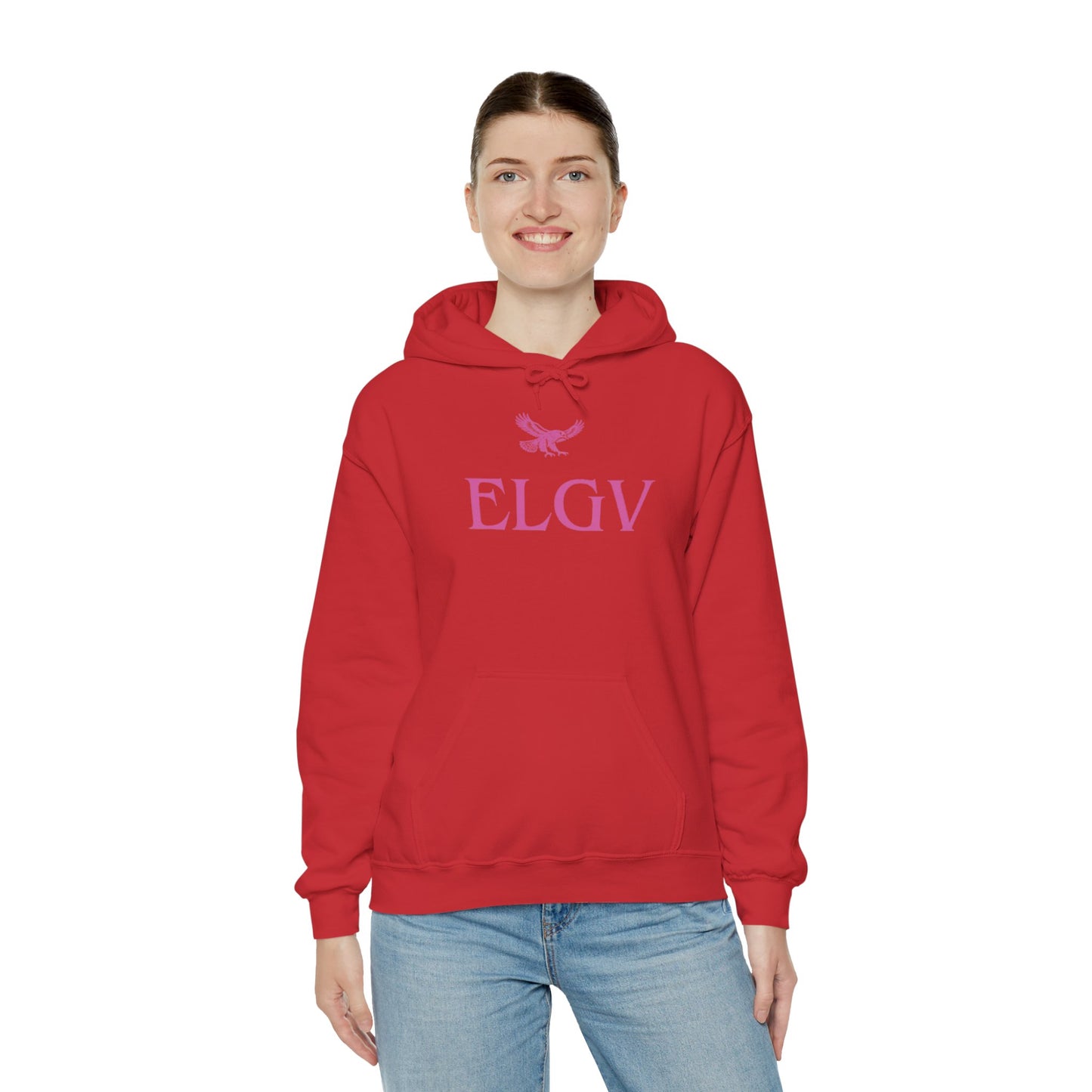 “Center ELGV logo pink” hoodie