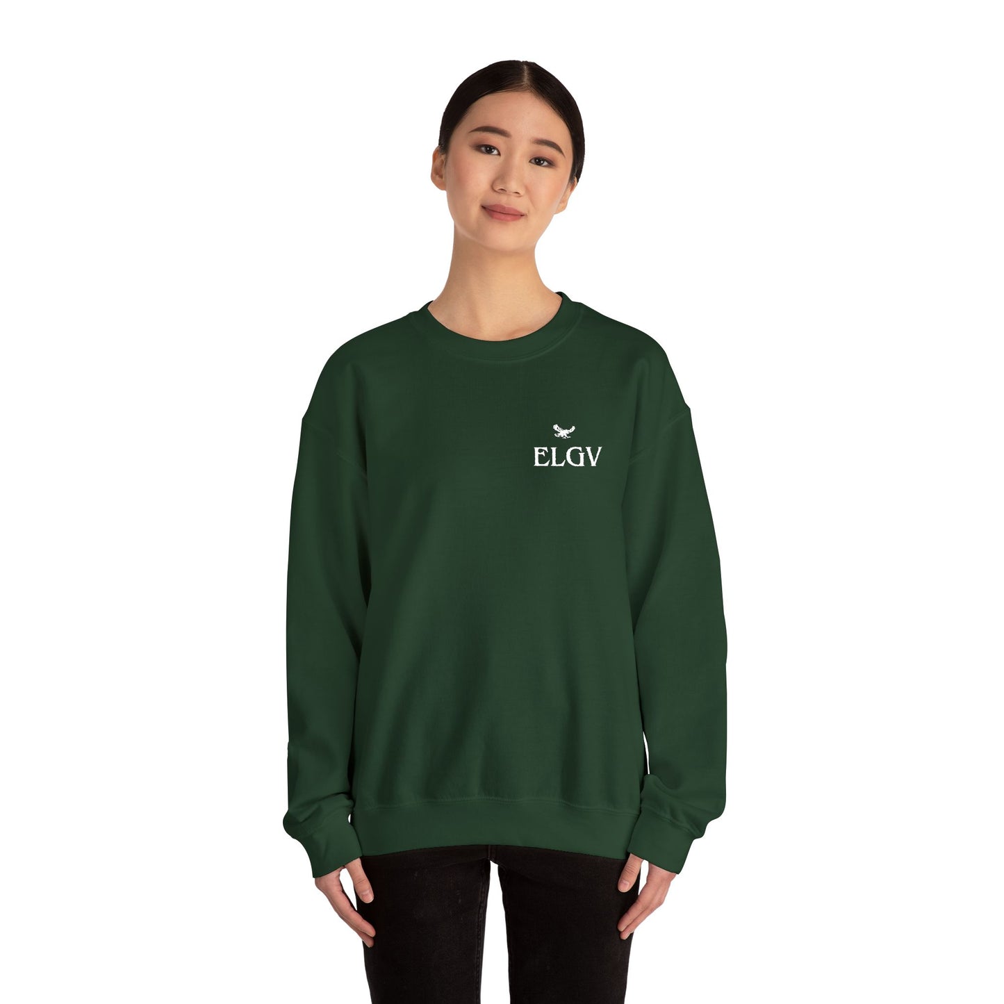 “Side ELGV logo deluxe whte” sweatshirt