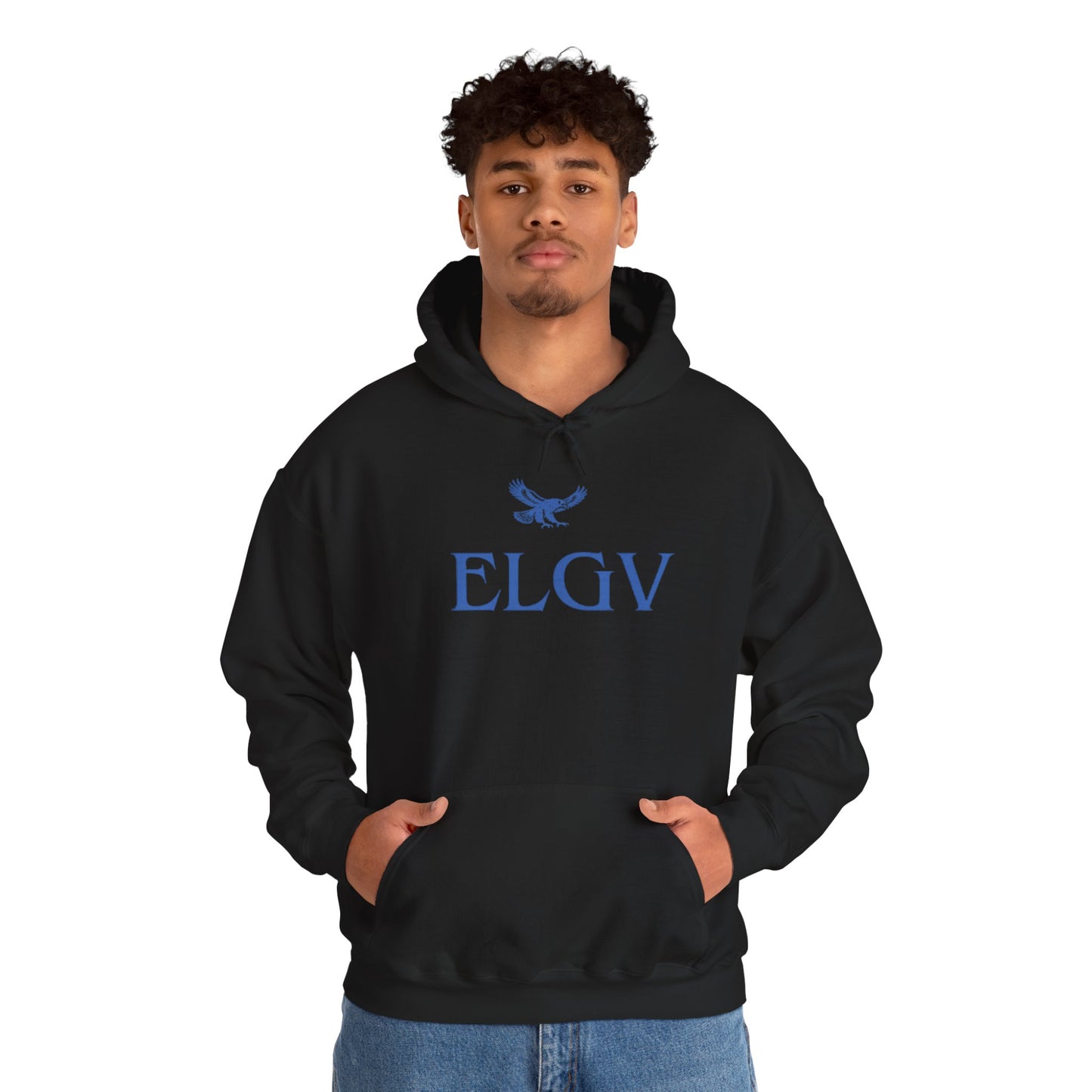 “Center ELGV logo blue” hoodie