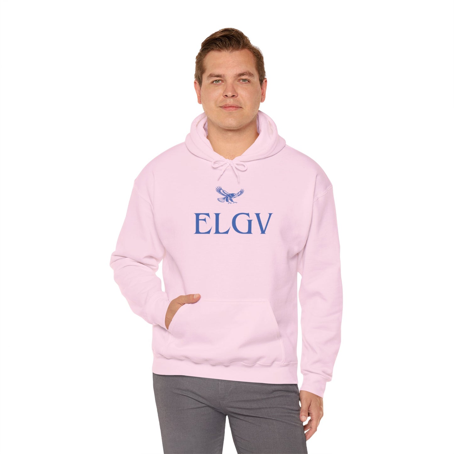 “Center ELGV logo blue” hoodie