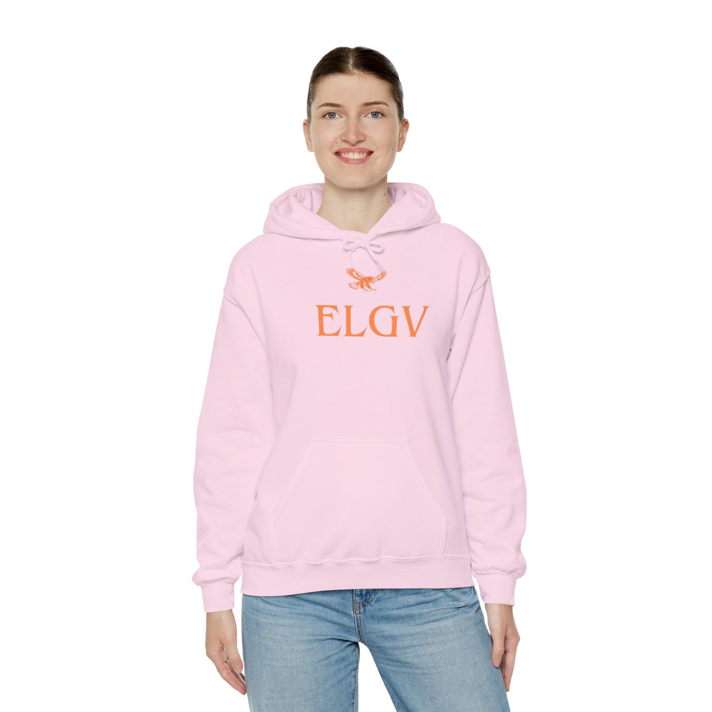 “Center ELGV logo orange” hoodie