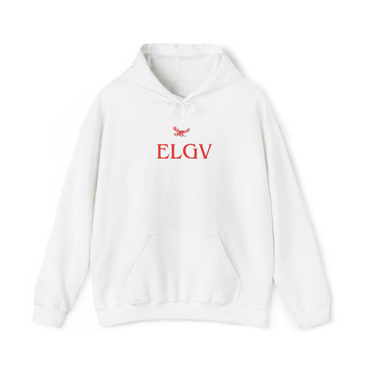 “Center ELGV logo red” hoodie