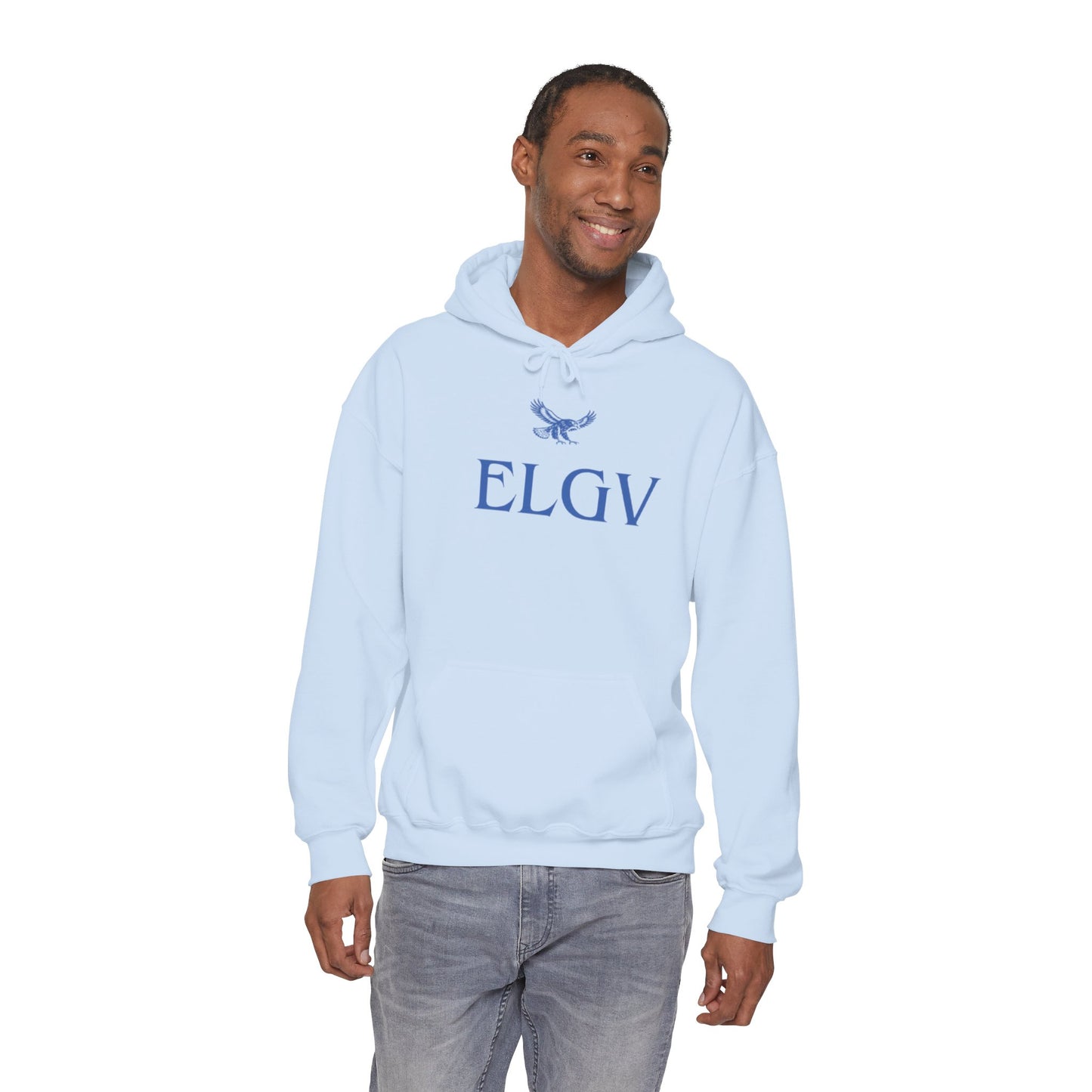 “Center ELGV logo blue” hoodie