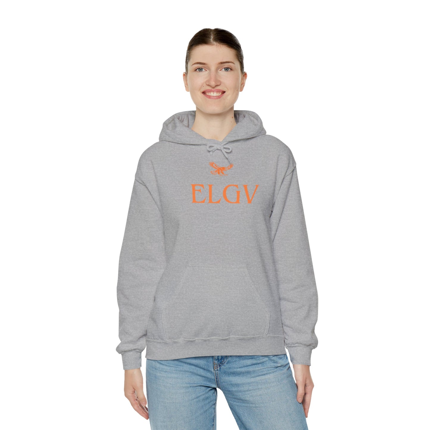 “Center ELGV logo orange” hoodie