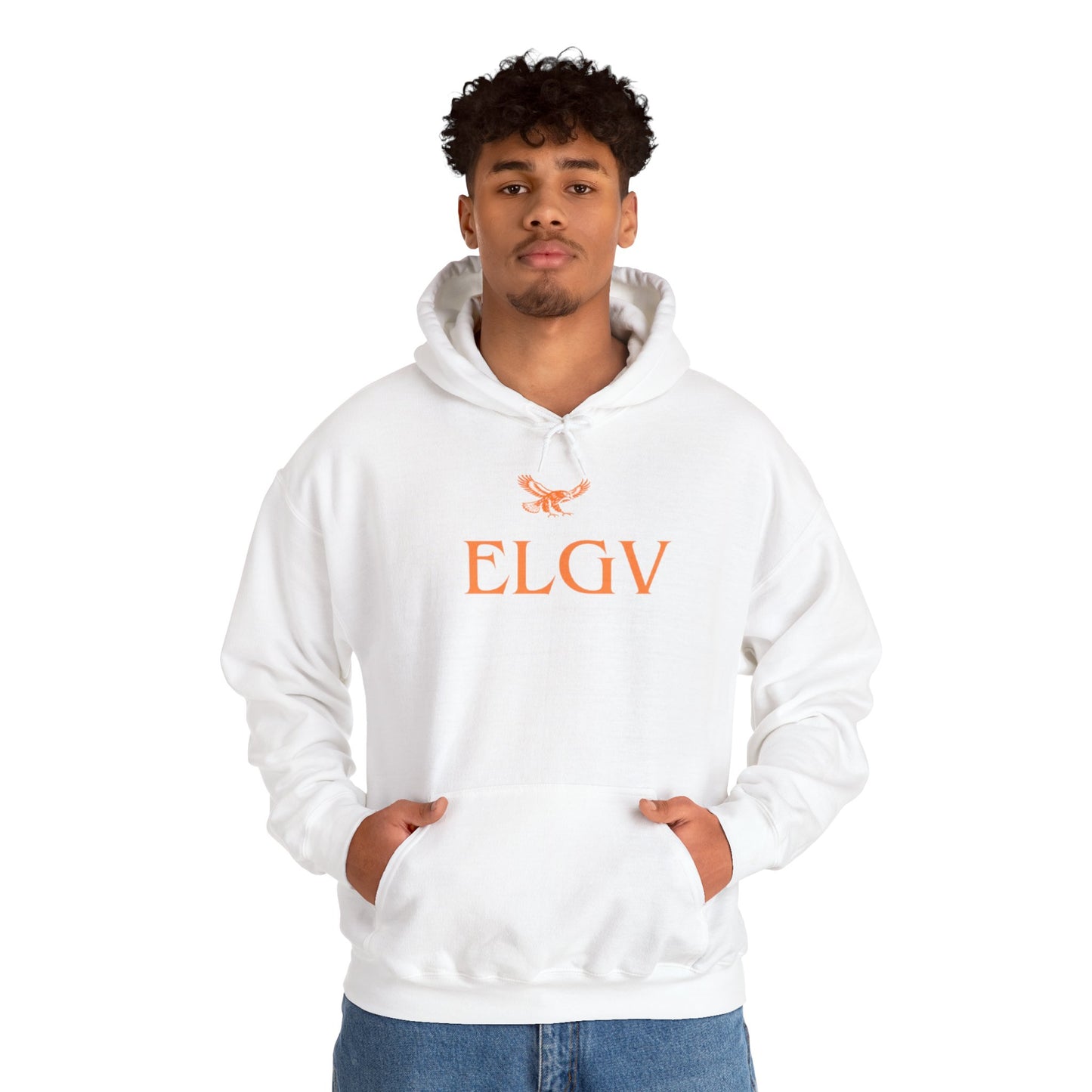 “Center ELGV logo orange” hoodie
