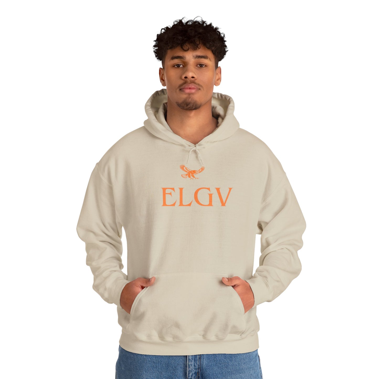 “Center ELGV logo orange” hoodie