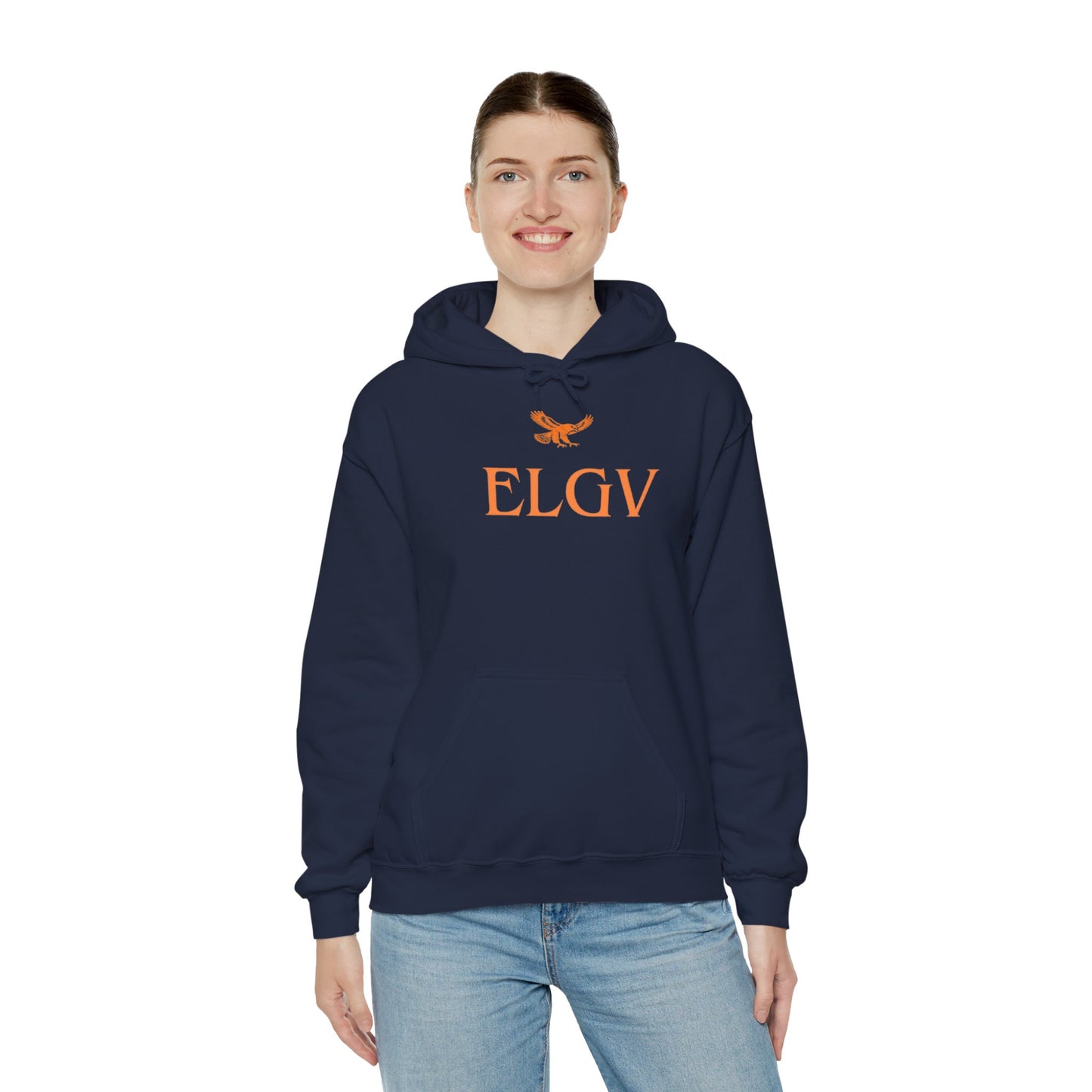 “Center ELGV logo orange” hoodie