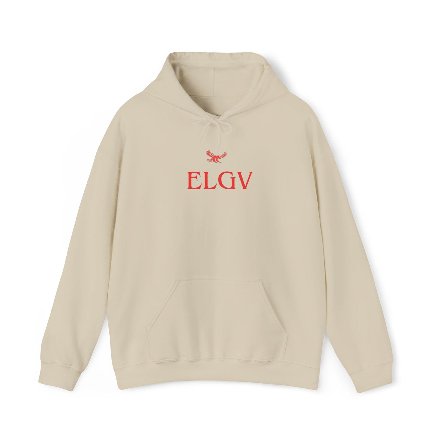 “Center ELGV logo red” hoodie