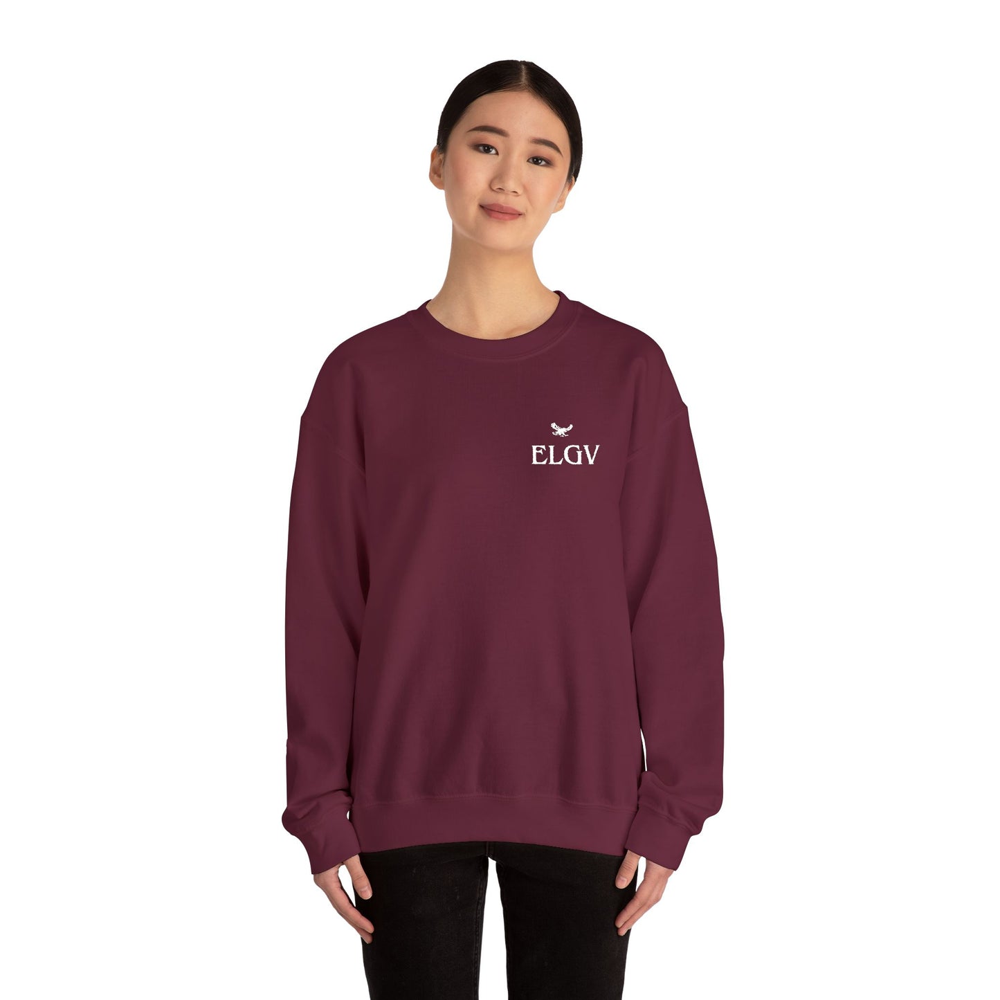 “Side ELGV logo deluxe whte” sweatshirt