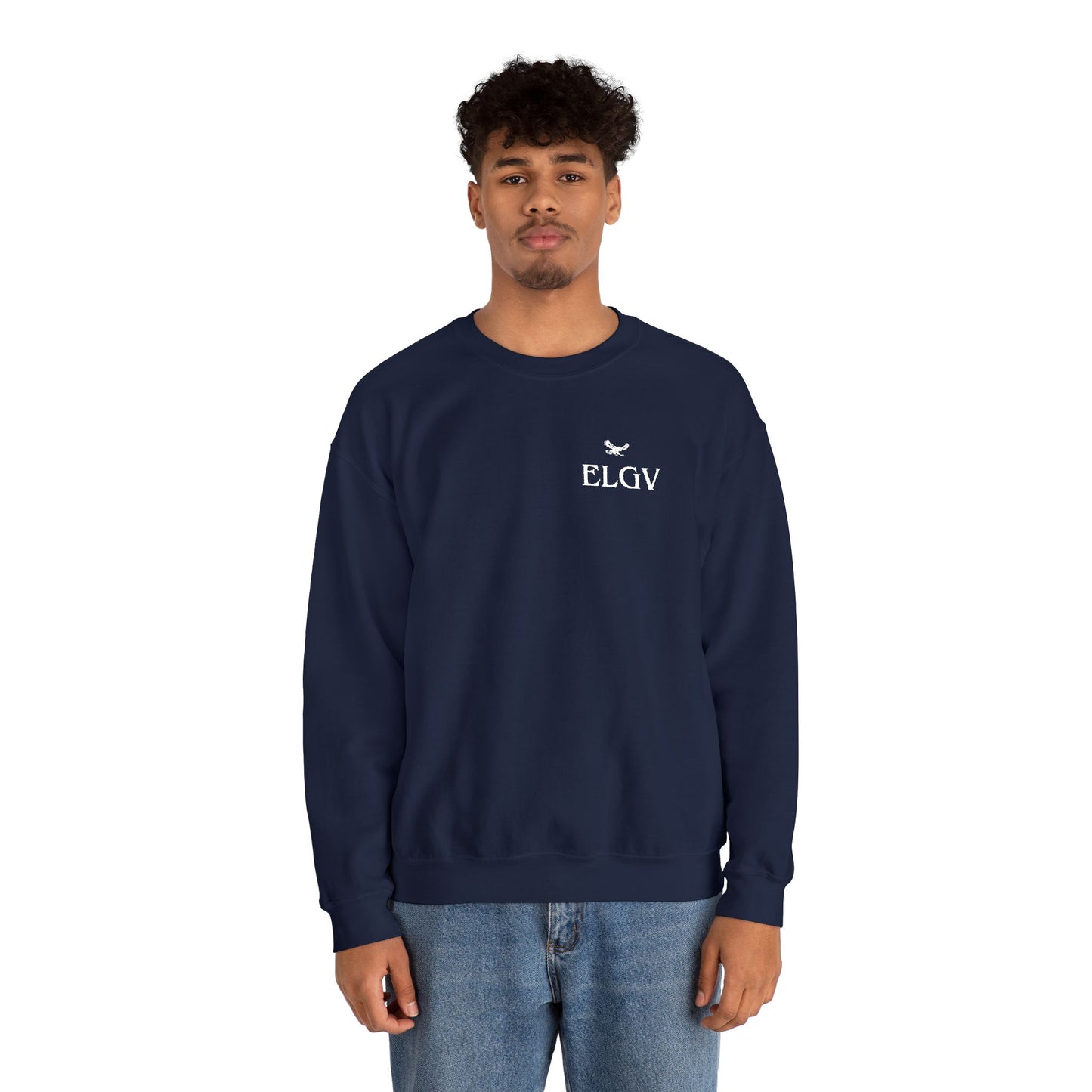 “Side ELGV logo deluxe whte” sweatshirt
