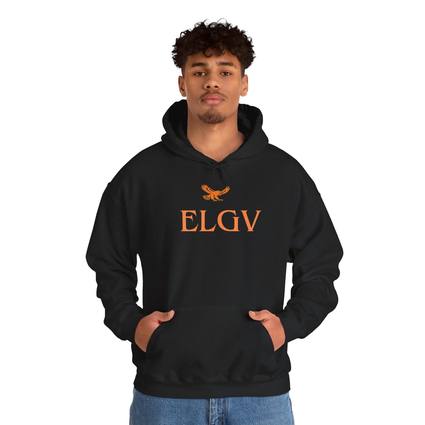 “Center ELGV logo orange” hoodie