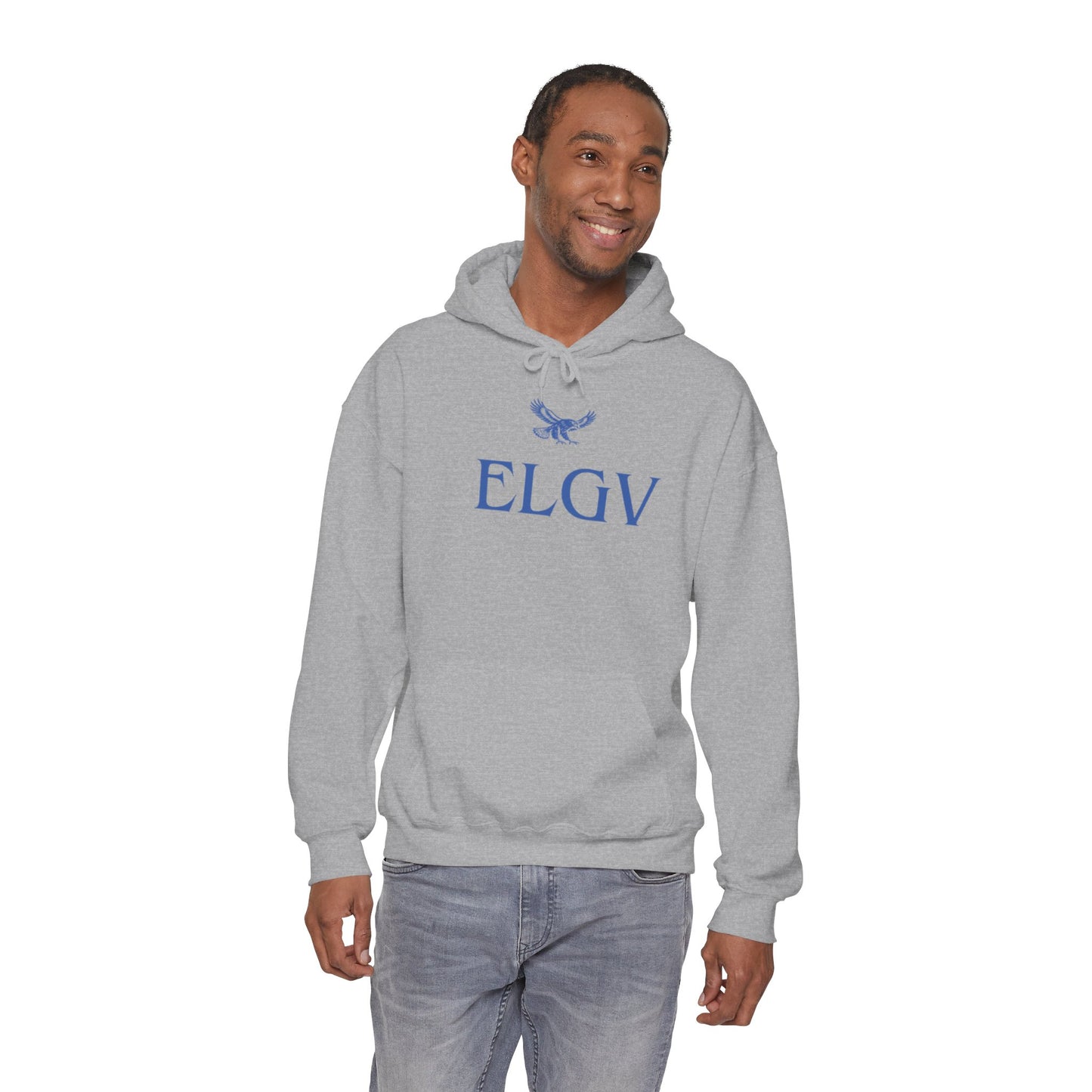 “Center ELGV logo blue” hoodie